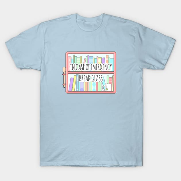 Emergency Bookshelf T-Shirt by sombrasblancas